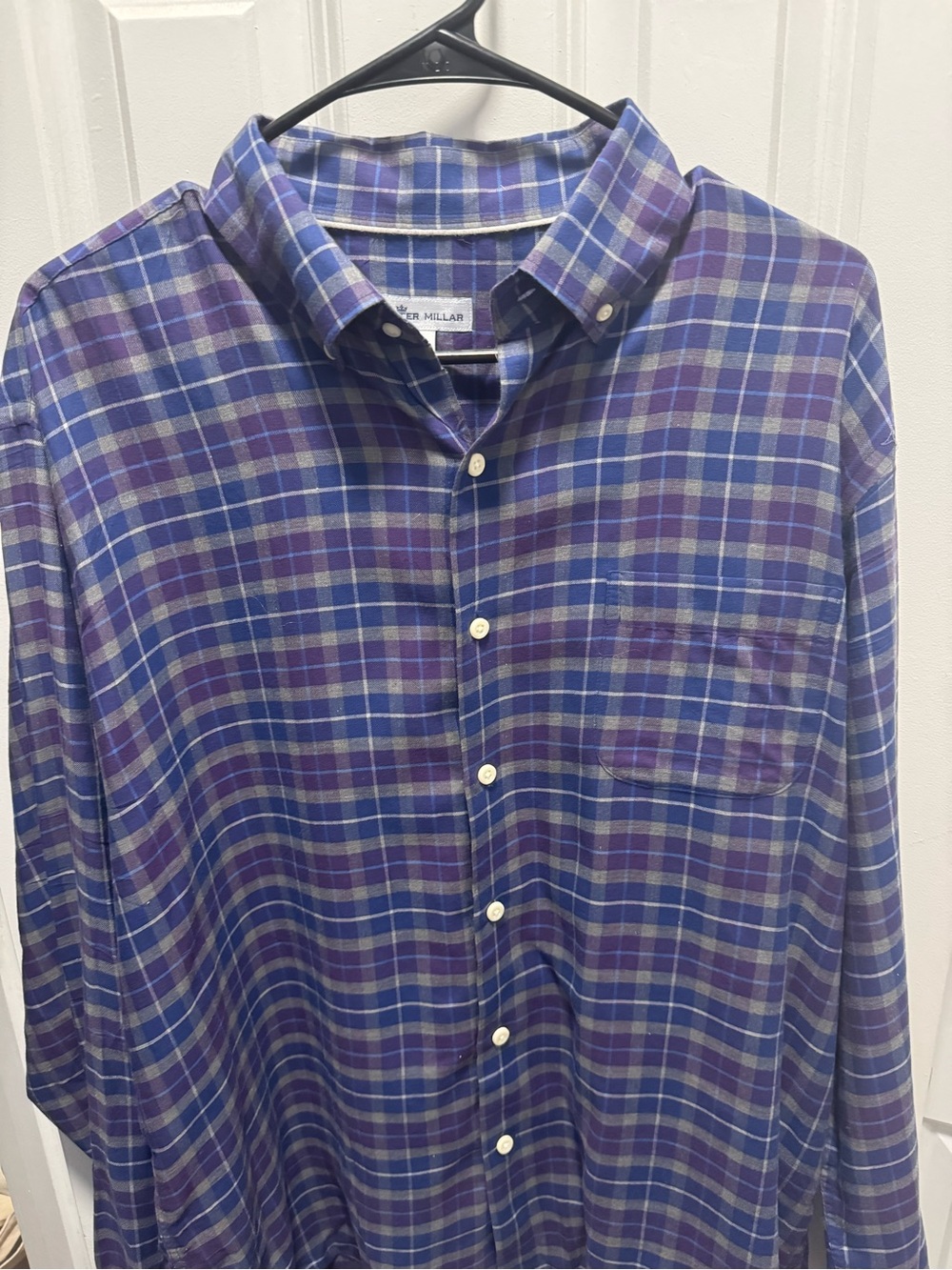Peter Millar Purple and Blue Plaid Button-Down Shirt